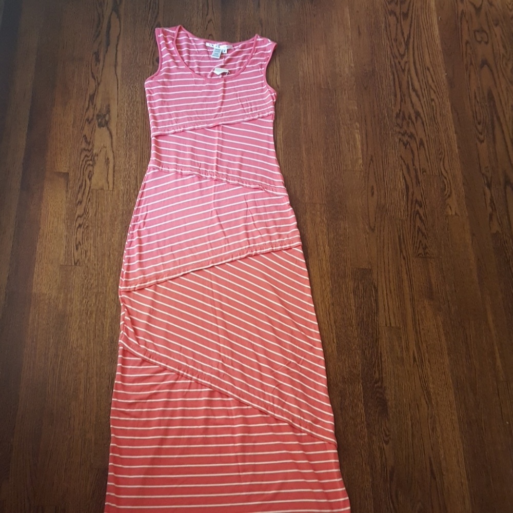 NWT Max Studio Pink & White Maxi Dress Sz S
